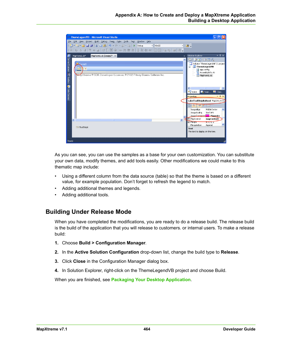 Building under release mode | Pitney Bowes MapXtreme User Manual | Page 457 / 640