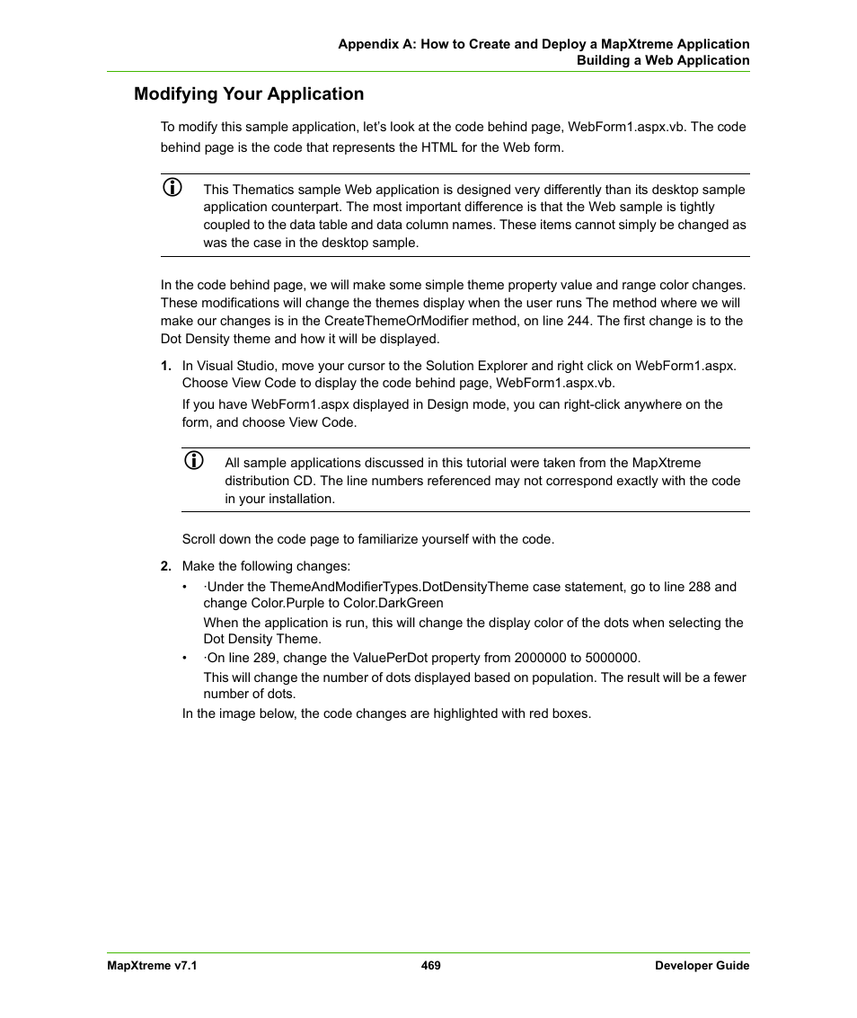 Modifying your application | Pitney Bowes MapXtreme User Manual | Page 462 / 640