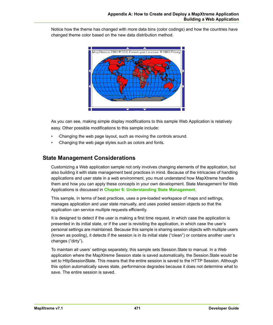 State management considerations | Pitney Bowes MapXtreme User Manual | Page 464 / 640