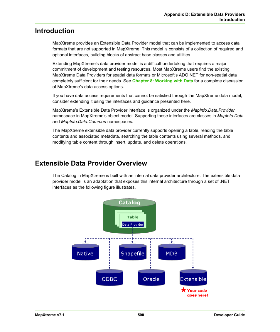 Introduction, Extensible data provider overview, Introduction extensible data provider overview | Pitney Bowes MapXtreme User Manual | Page 493 / 640