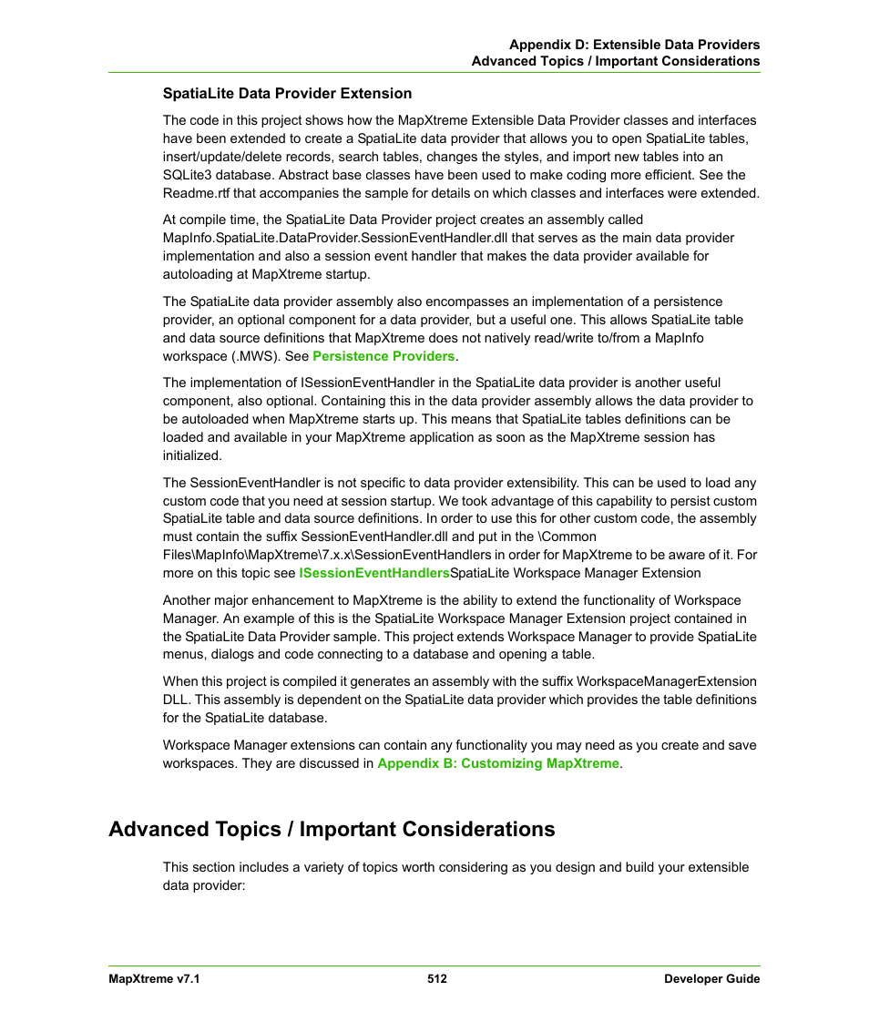 Advanced topics / important considerations | Pitney Bowes MapXtreme User Manual | Page 505 / 640