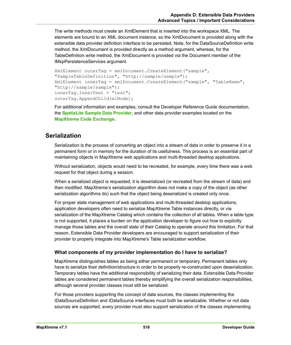 Serialization | Pitney Bowes MapXtreme User Manual | Page 511 / 640