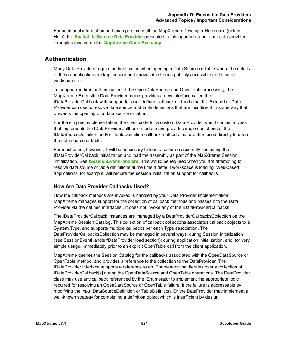 Authentication | Pitney Bowes MapXtreme User Manual | Page 514 / 640