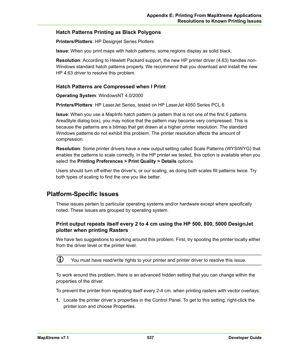 Platform-specific issues | Pitney Bowes MapXtreme User Manual | Page 530 / 640