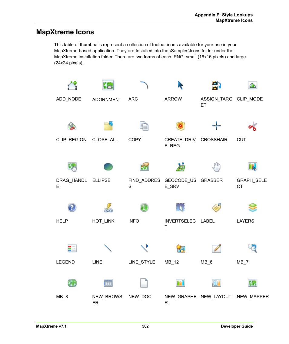 Mapxtreme icons | Pitney Bowes MapXtreme User Manual | Page 555 / 640