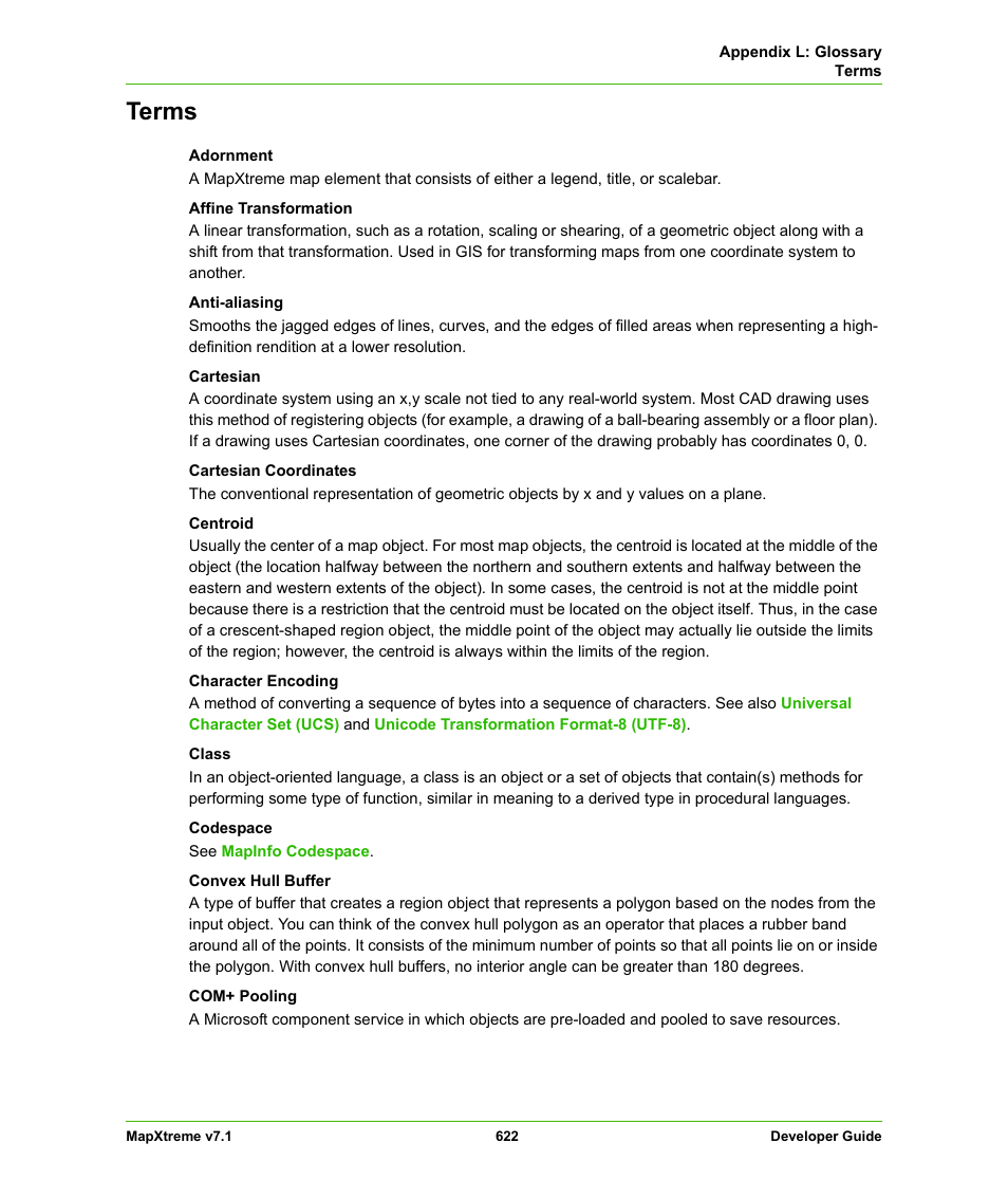 Terms | Pitney Bowes MapXtreme User Manual | Page 615 / 640