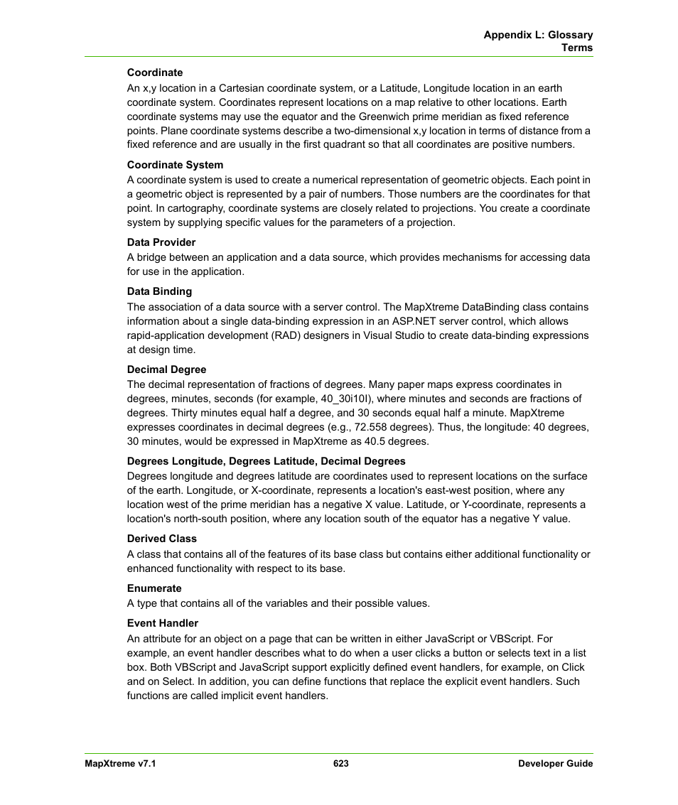 Pitney Bowes MapXtreme User Manual | Page 616 / 640