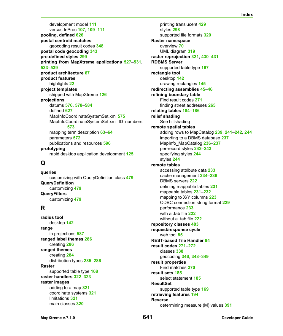 Pitney Bowes MapXtreme User Manual | Page 634 / 640