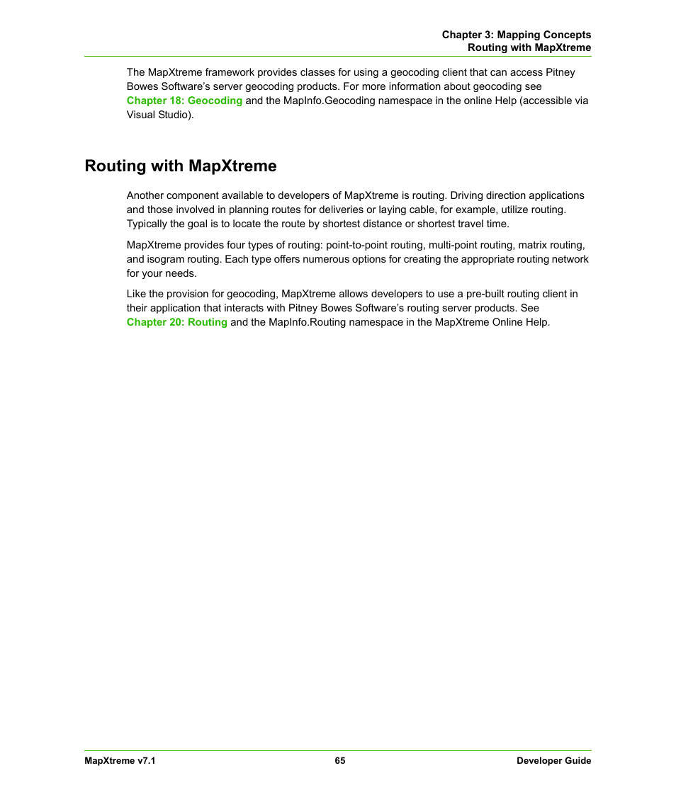 Routing with mapxtreme | Pitney Bowes MapXtreme User Manual | Page 65 / 640
