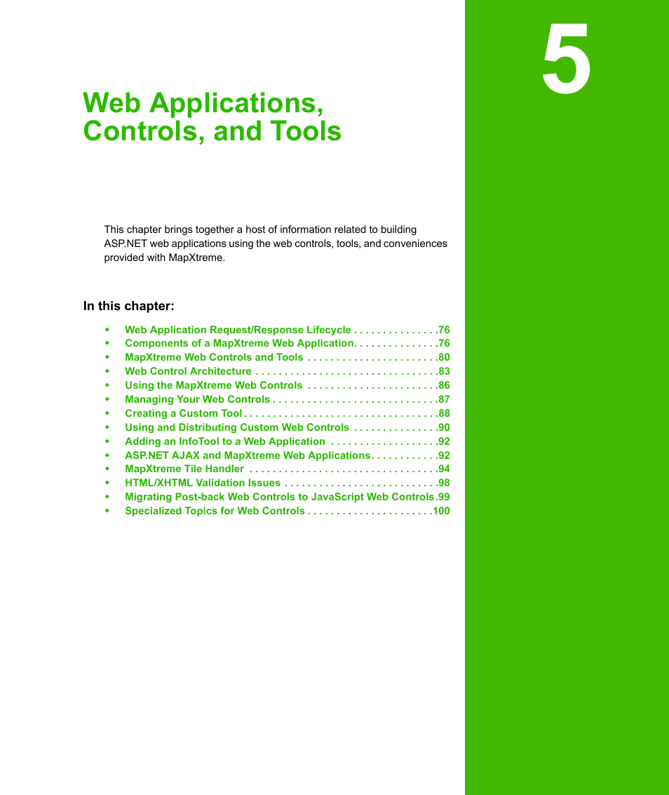 Chapter 5: web applications, controls, and tools, S, see, The others | Web applications, controls, and tools | Pitney Bowes MapXtreme User Manual | Page 75 / 640