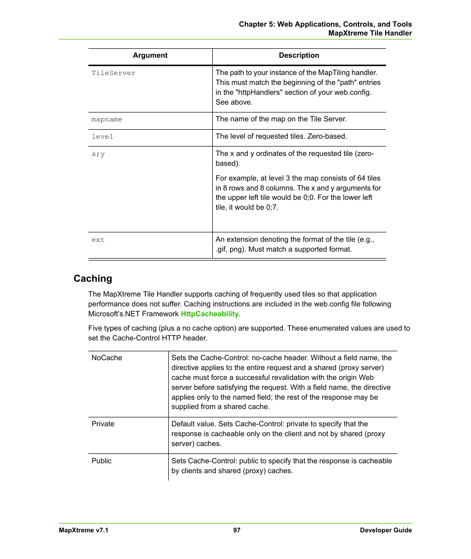 Caching | Pitney Bowes MapXtreme User Manual | Page 97 / 640