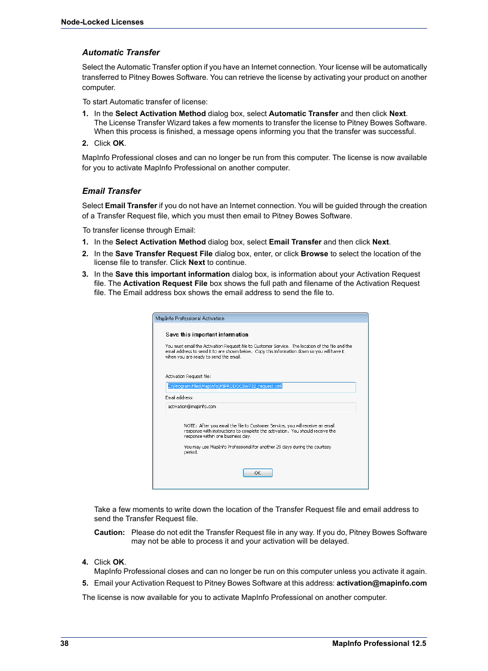 Automatic transfer, Email transfer | Pitney Bowes MapInfo Professional User Manual | Page 38 / 68