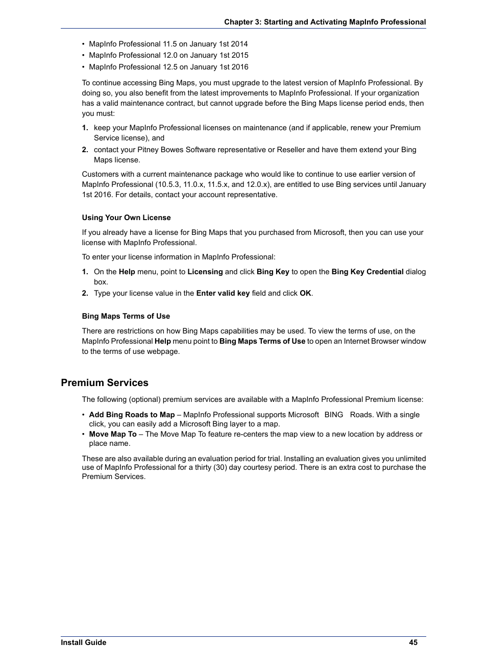 Premium services | Pitney Bowes MapInfo Professional User Manual | Page 45 / 68