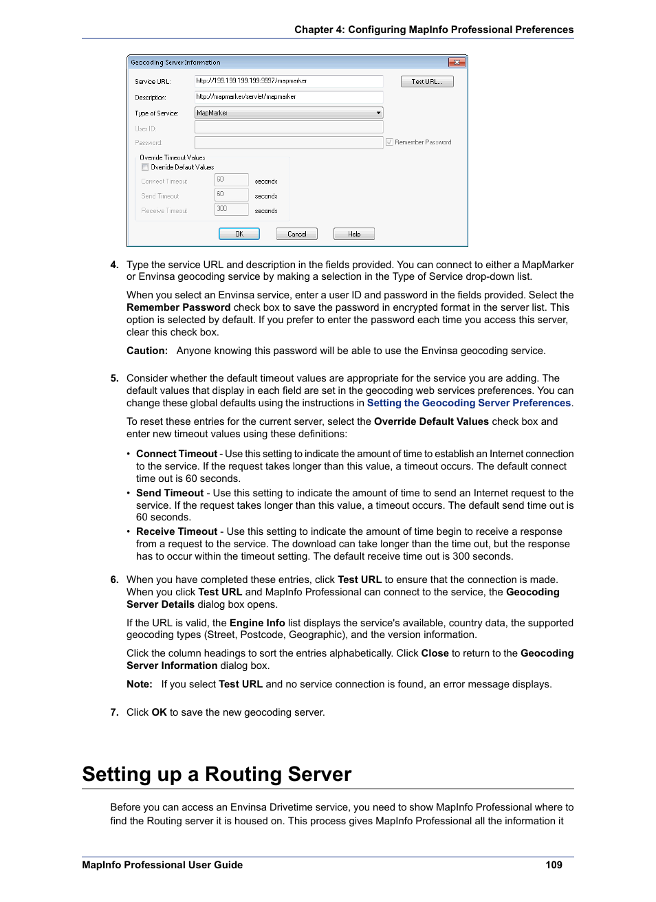 Setting up a routing server | Pitney Bowes MapInfo Professional User Manual | Page 109 / 540