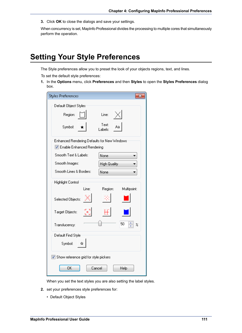 Setting your style preferences | Pitney Bowes MapInfo Professional User Manual | Page 111 / 540
