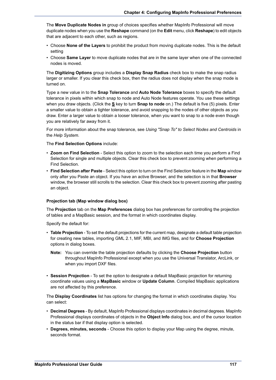 Projection tab | Pitney Bowes MapInfo Professional User Manual | Page 117 / 540