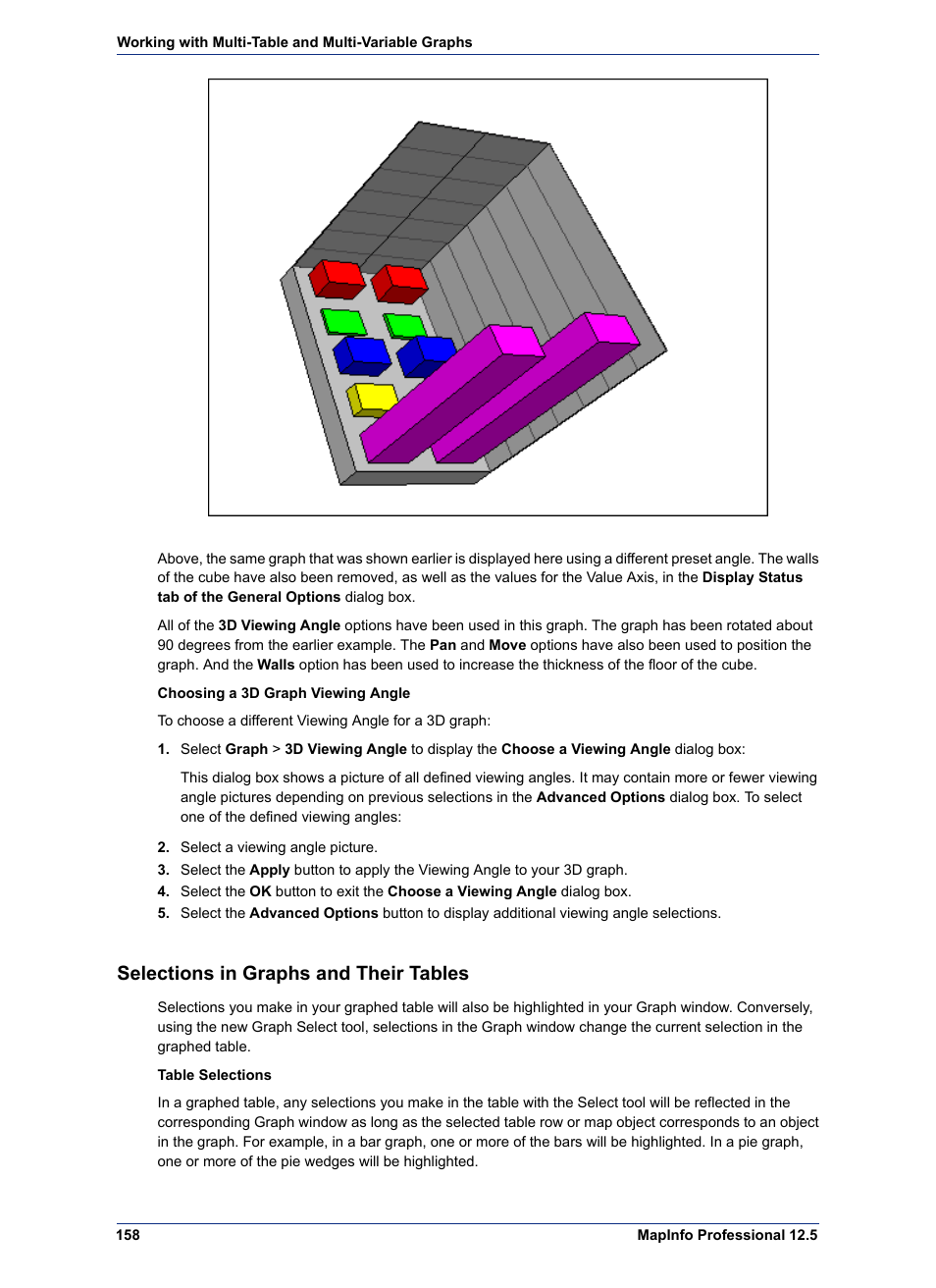 Selections in graphs and their tables | Pitney Bowes MapInfo Professional User Manual | Page 158 / 540