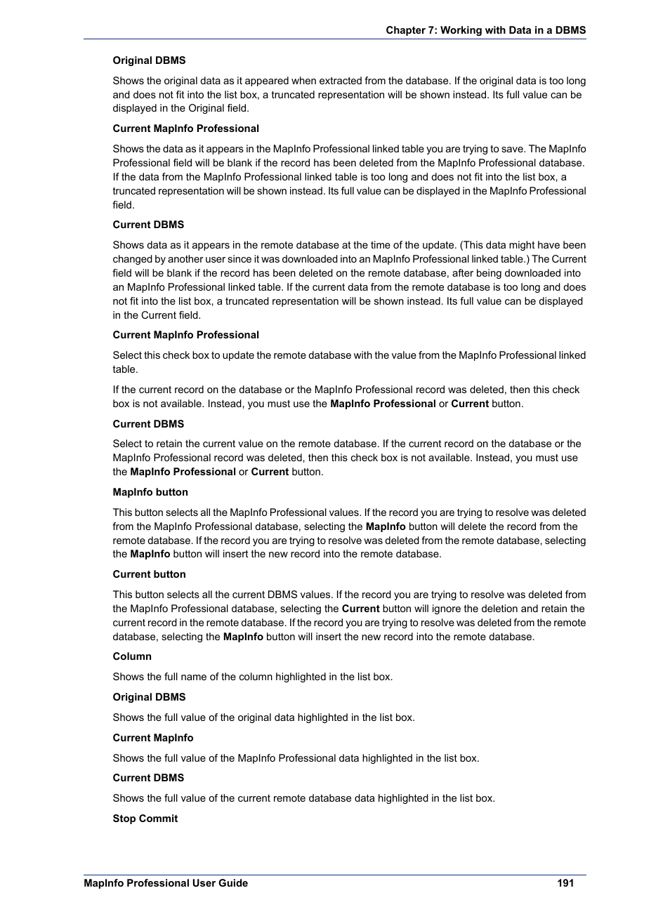 Pitney Bowes MapInfo Professional User Manual | Page 191 / 540