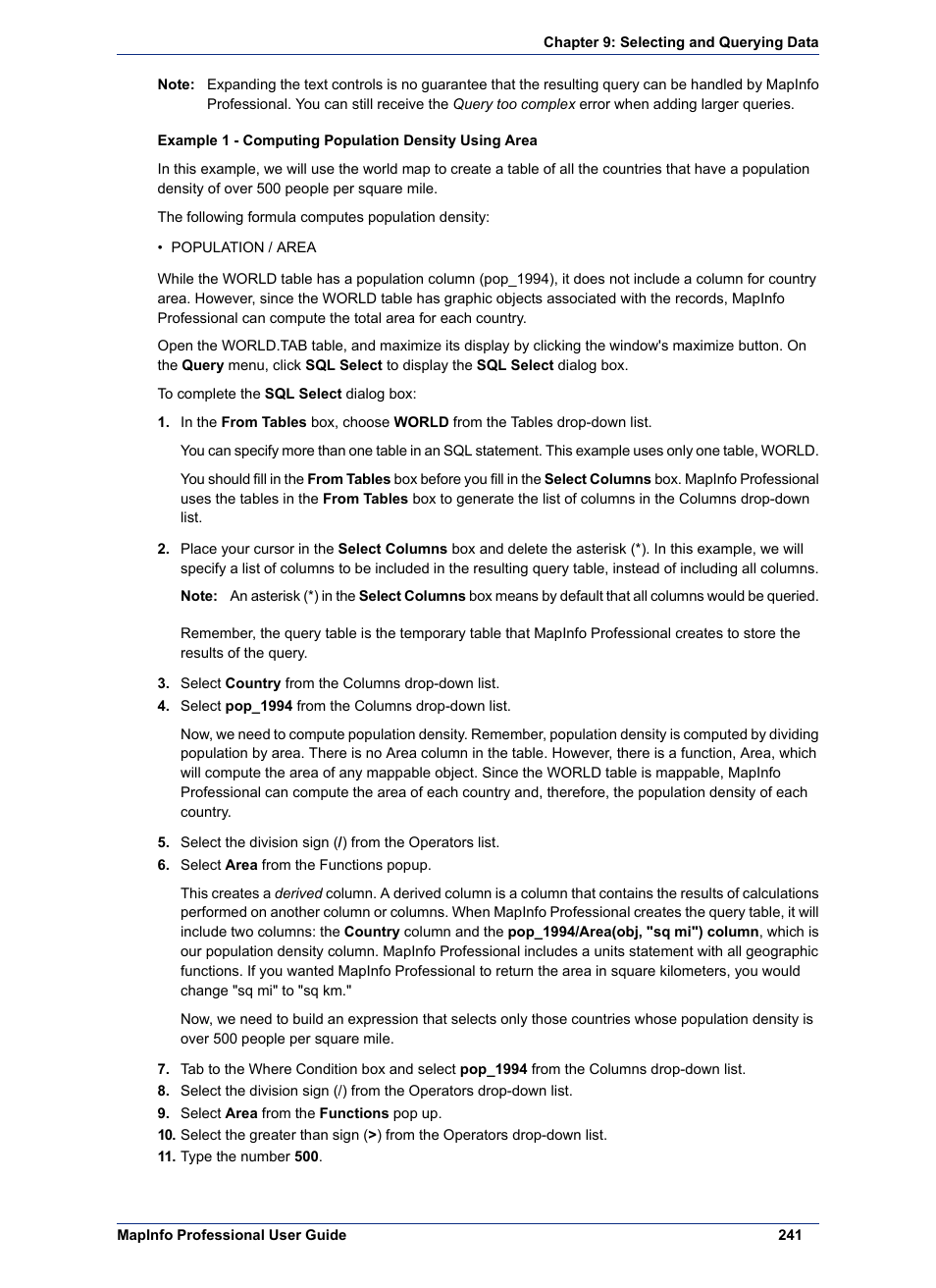 Pitney Bowes MapInfo Professional User Manual | Page 241 / 540