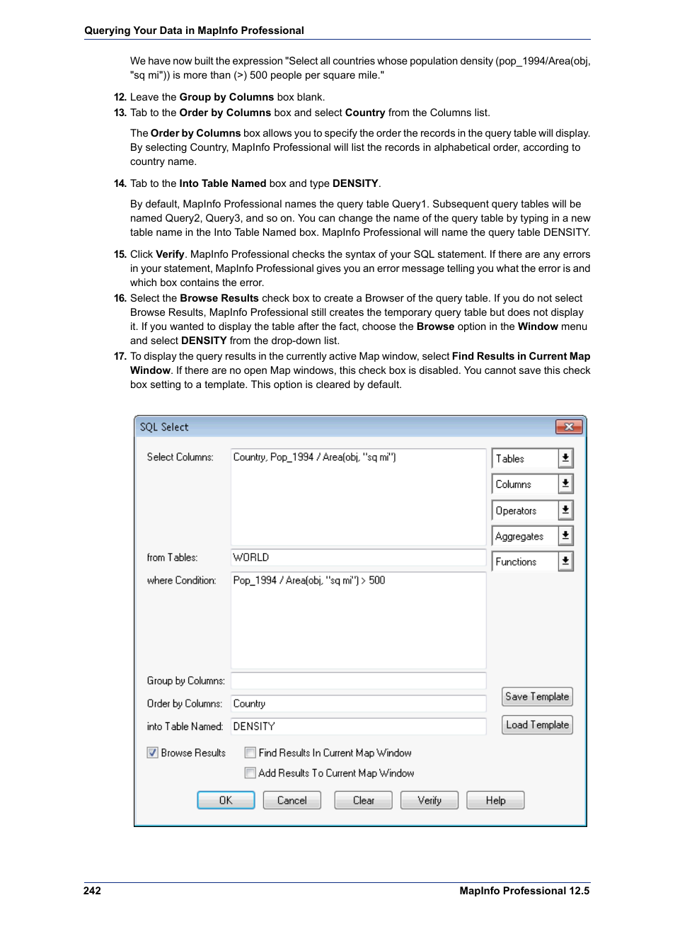 Pitney Bowes MapInfo Professional User Manual | Page 242 / 540