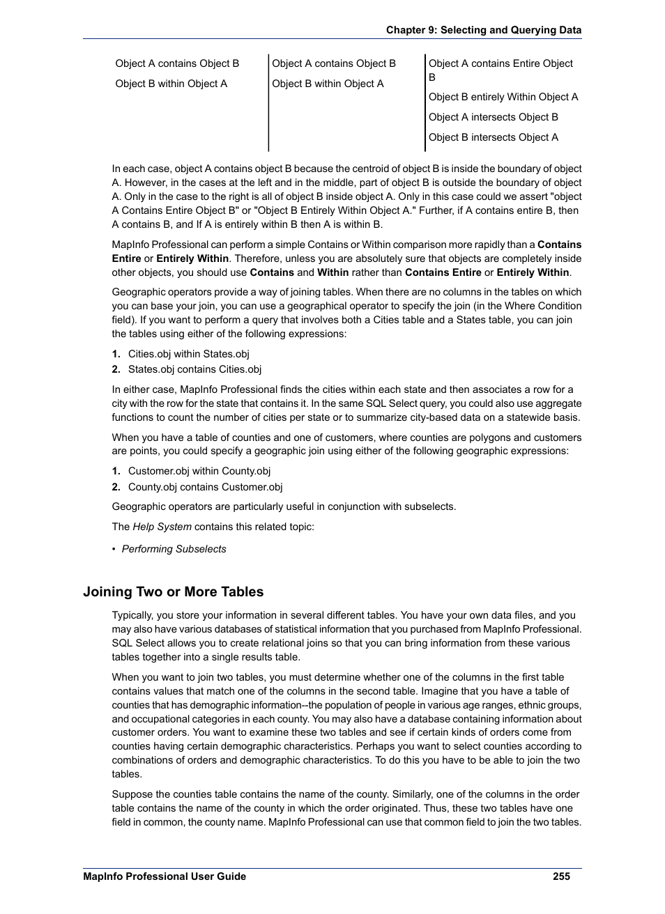 Joining two or more tables | Pitney Bowes MapInfo Professional User Manual | Page 255 / 540
