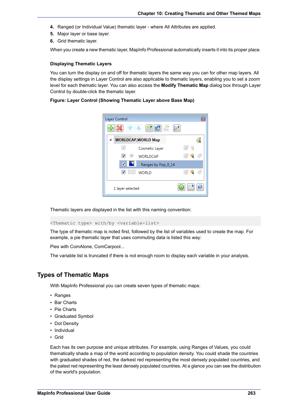 Types of thematic maps | Pitney Bowes MapInfo Professional User Manual | Page 263 / 540