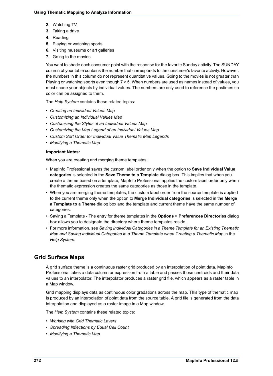 Grid surface maps | Pitney Bowes MapInfo Professional User Manual | Page 272 / 540