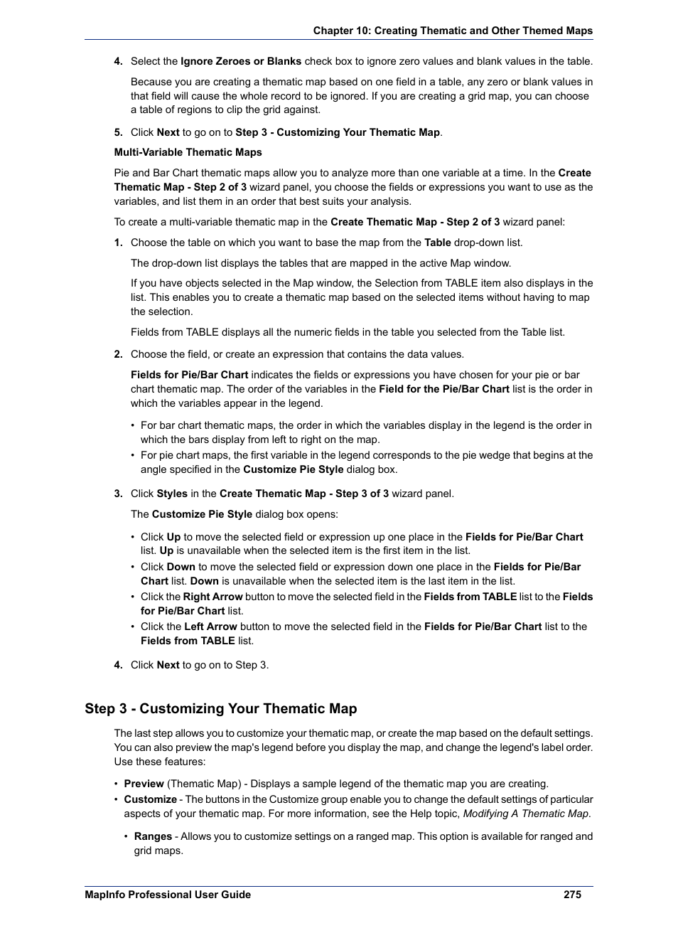 Step 3 - customizing your thematic map | Pitney Bowes MapInfo Professional User Manual | Page 275 / 540