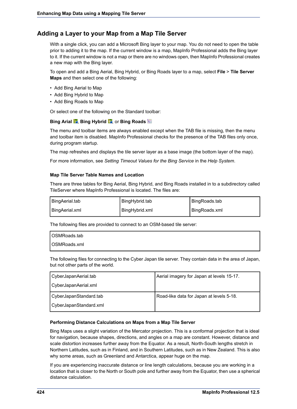 Adding a layer to your map from a map tile server | Pitney Bowes MapInfo Professional User Manual | Page 424 / 540