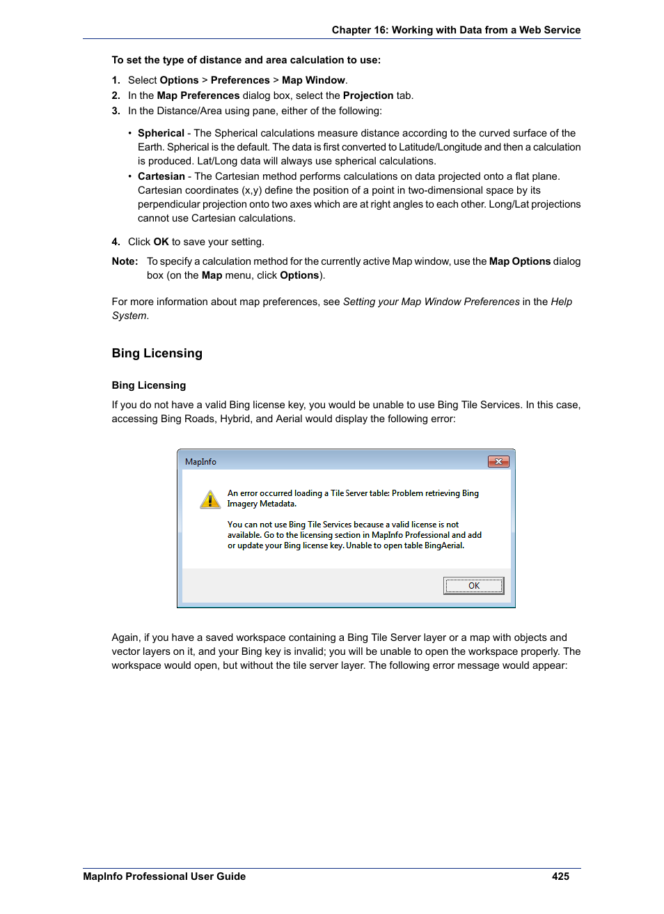 Bing licensing | Pitney Bowes MapInfo Professional User Manual | Page 425 / 540