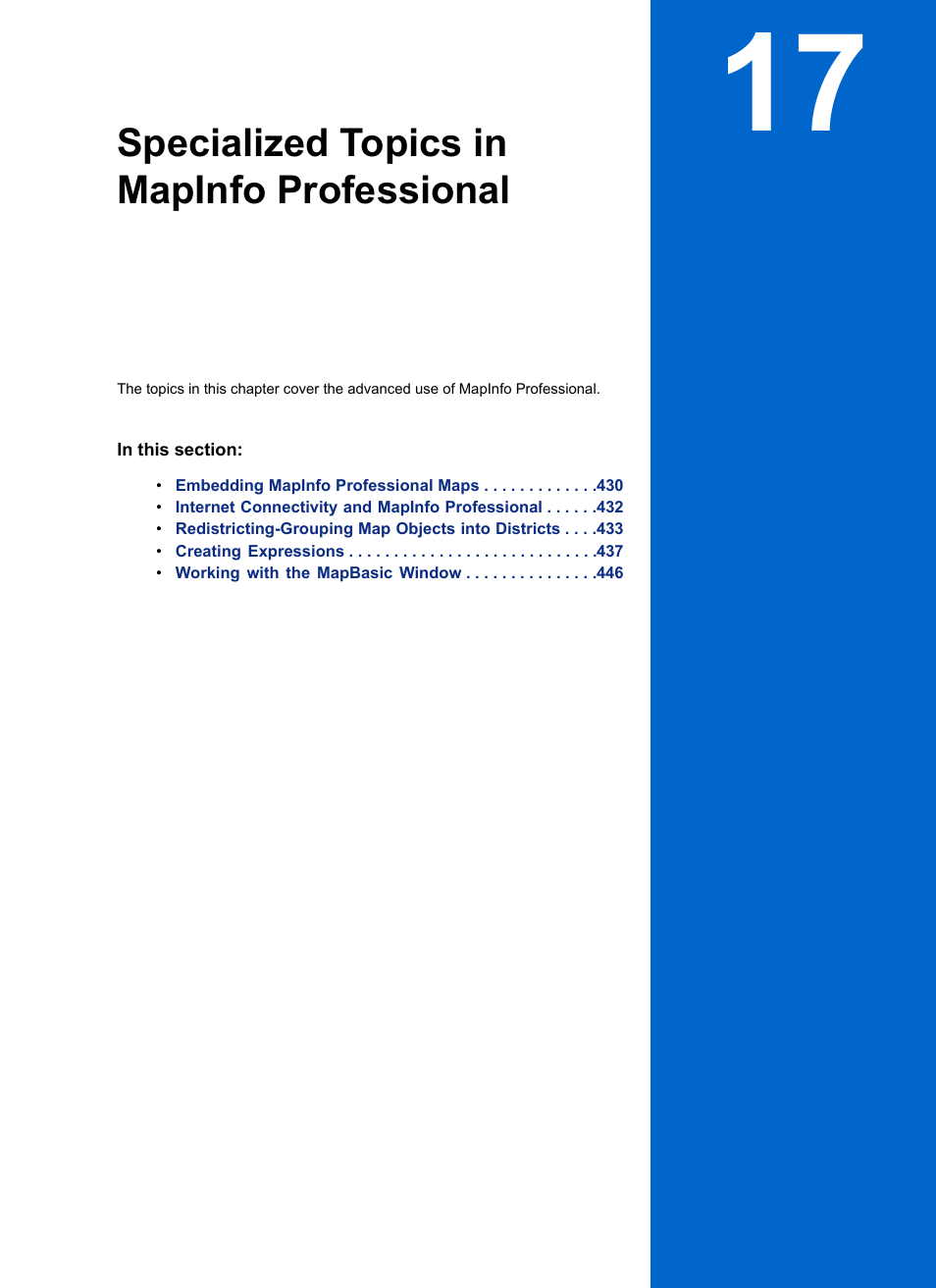 Specialized topics in mapinfo professional | Pitney Bowes MapInfo Professional User Manual | Page 429 / 540