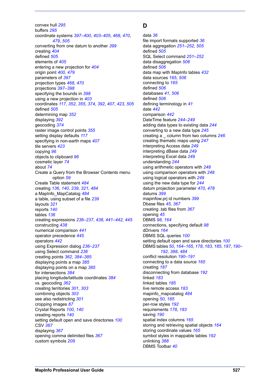 Pitney Bowes MapInfo Professional User Manual | Page 527 / 540