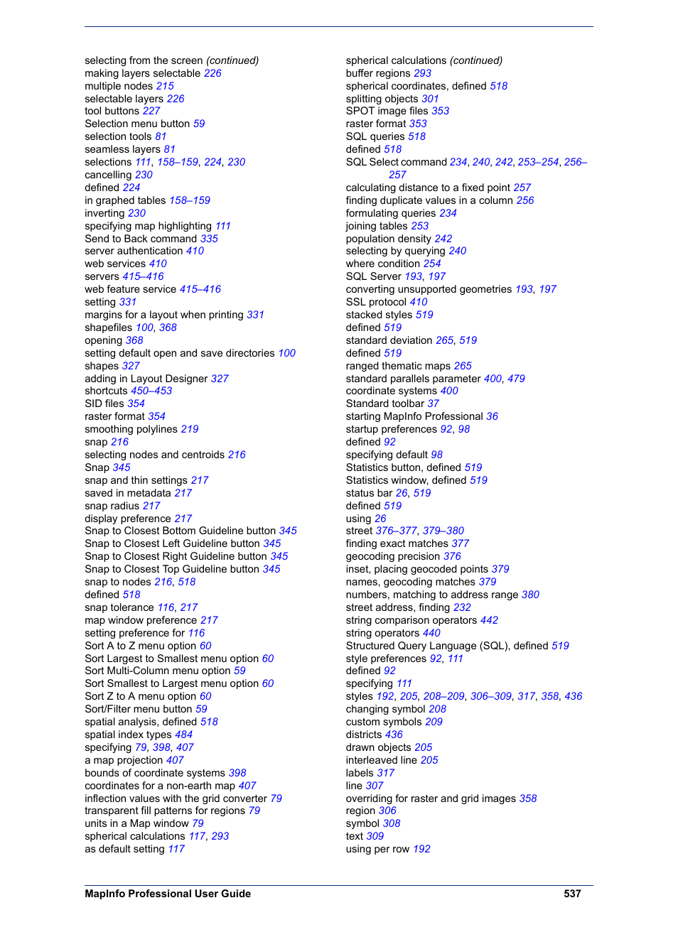 Pitney Bowes MapInfo Professional User Manual | Page 537 / 540
