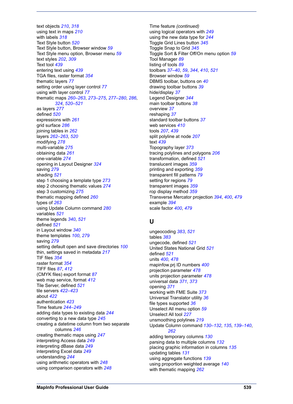 Pitney Bowes MapInfo Professional User Manual | Page 539 / 540
