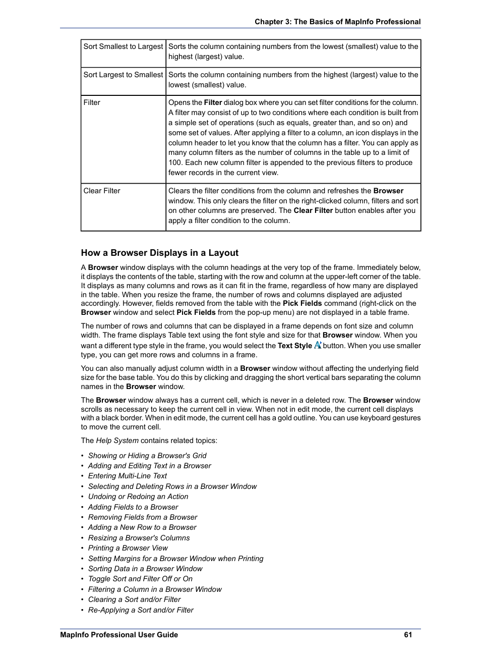 How a browser displays in a layout | Pitney Bowes MapInfo Professional User Manual | Page 61 / 540
