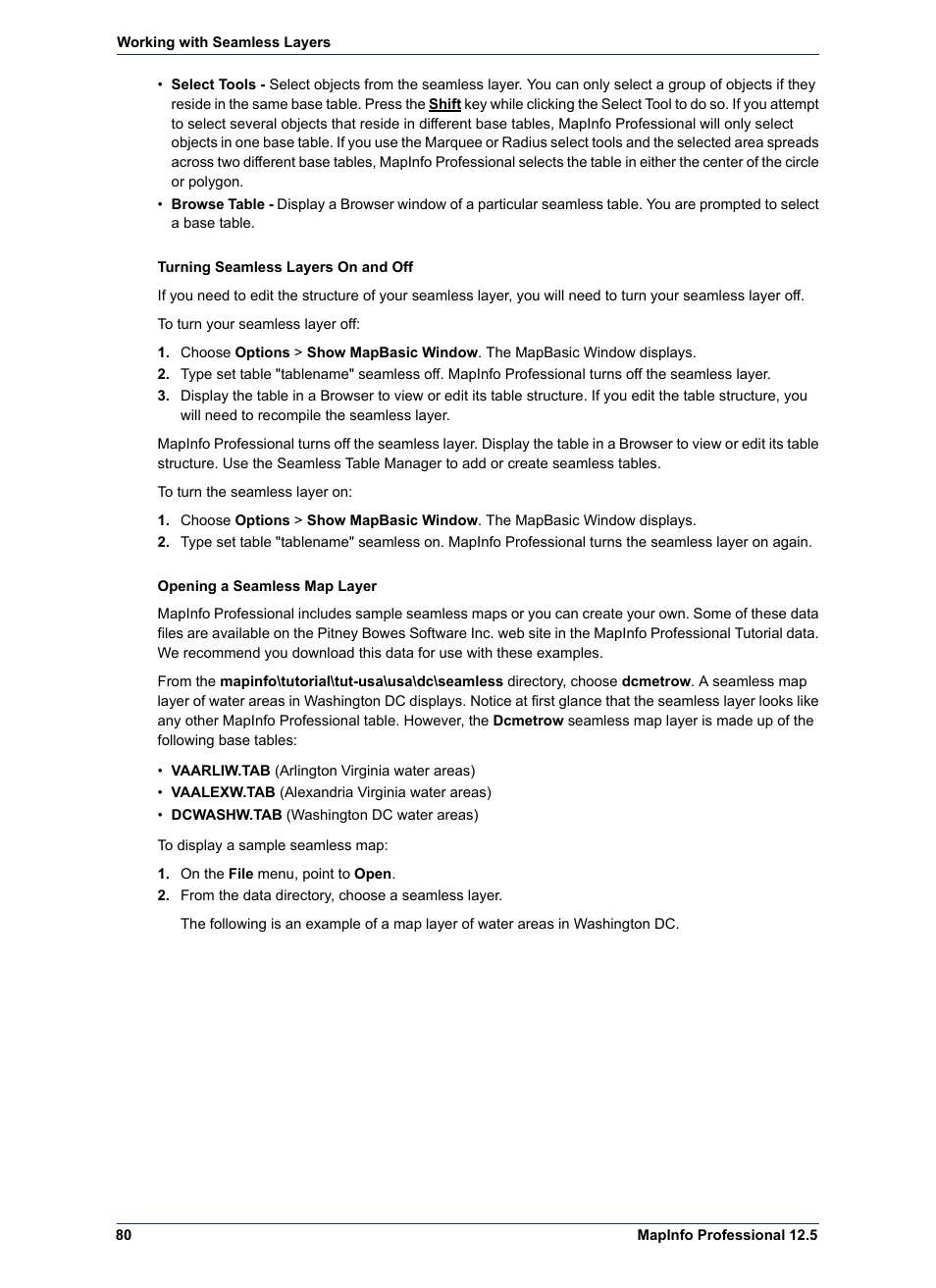 Pitney Bowes MapInfo Professional User Manual | Page 80 / 540