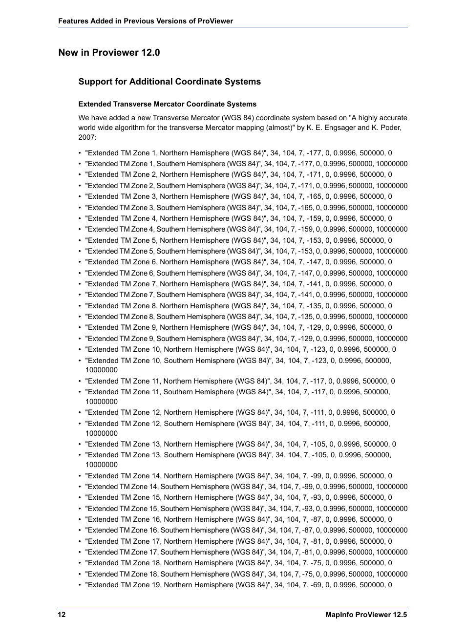 New in proviewer 12.0, Support for additional coordinate systems | Pitney Bowes MapInfo ProViewer User Manual | Page 12 / 26