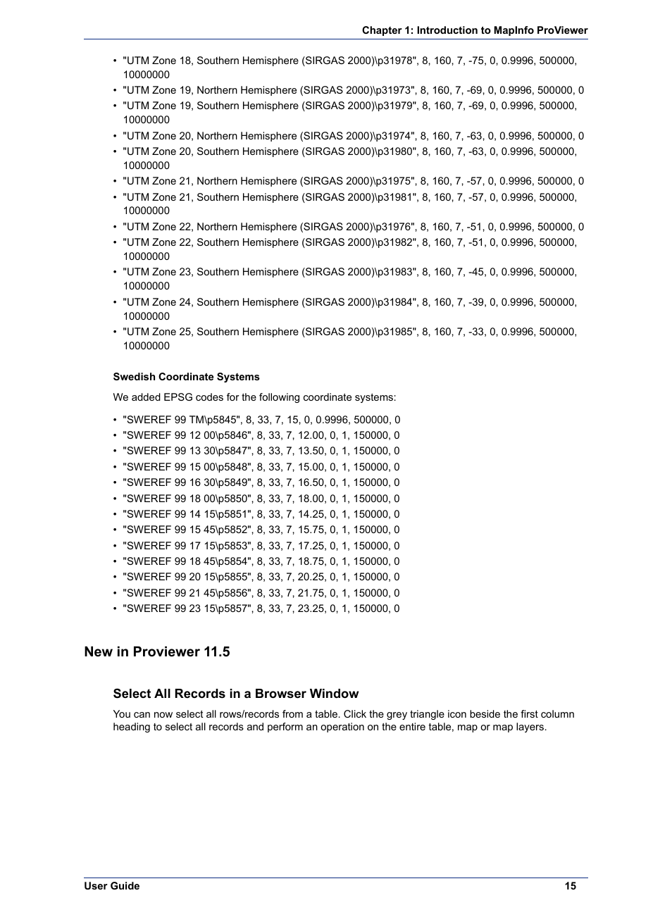 New in proviewer 11.5, Select all records in a browser window | Pitney Bowes MapInfo ProViewer User Manual | Page 15 / 26