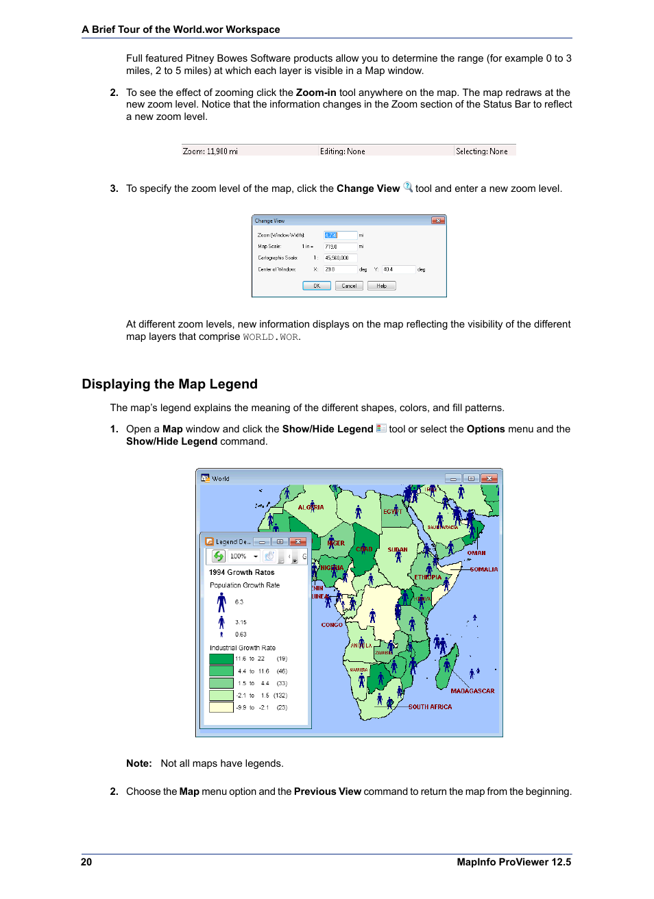 Displaying the map legend | Pitney Bowes MapInfo ProViewer User Manual | Page 20 / 26