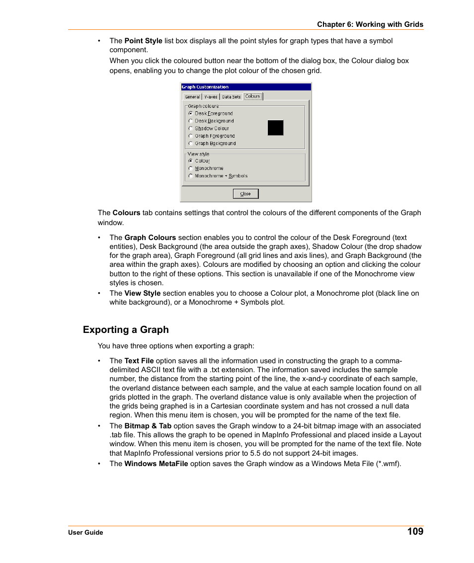 Exporting a graph | Pitney Bowes MapInfo Vertical Mapper User Manual | Page 111 / 213