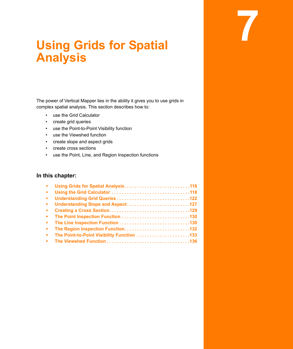 Using grids for spatial analysis, Chapter 7: using grids for spatial analysis | Pitney Bowes MapInfo Vertical Mapper User Manual | Page 119 / 213