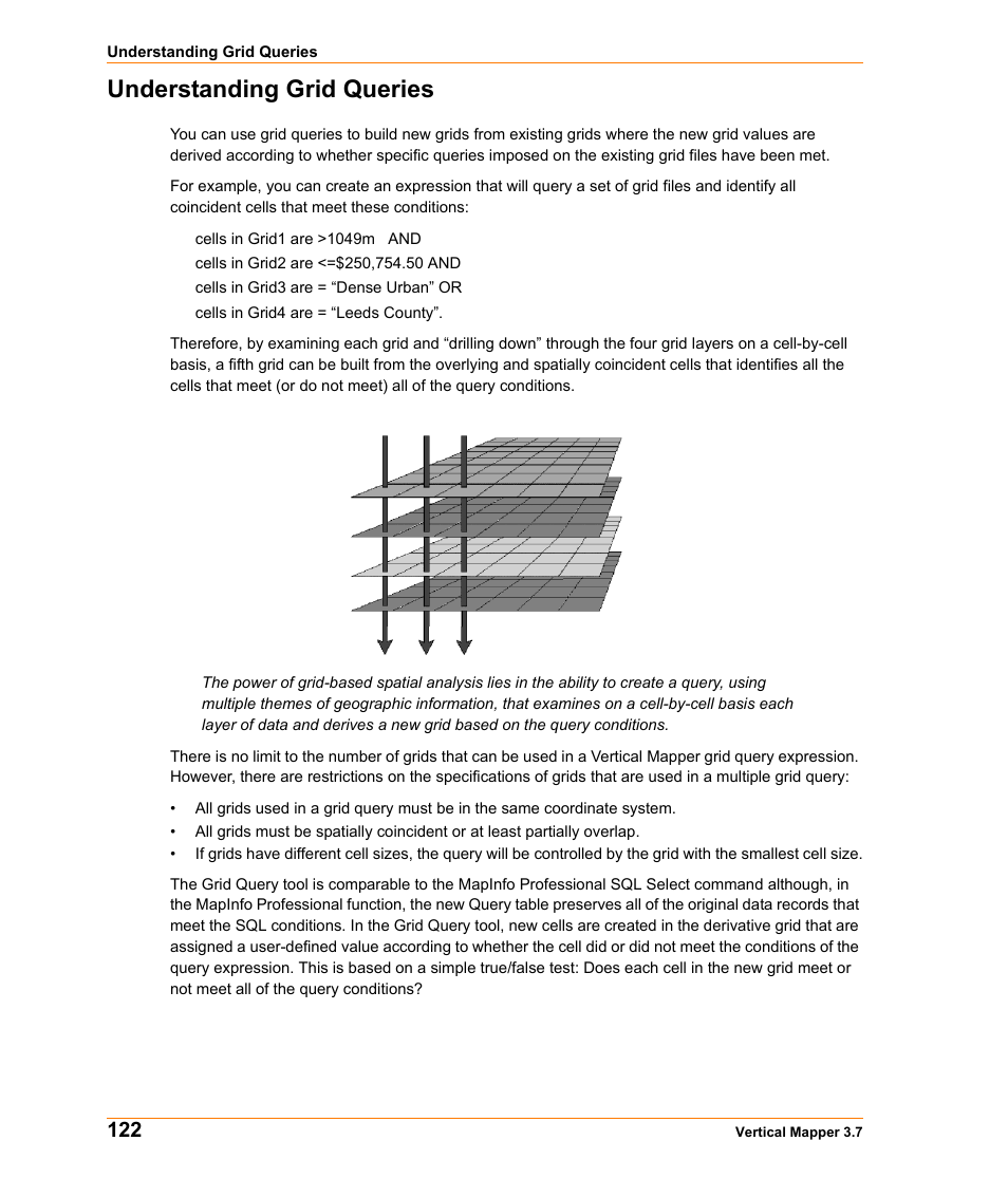 Understanding grid queries | Pitney Bowes MapInfo Vertical Mapper User Manual | Page 124 / 213