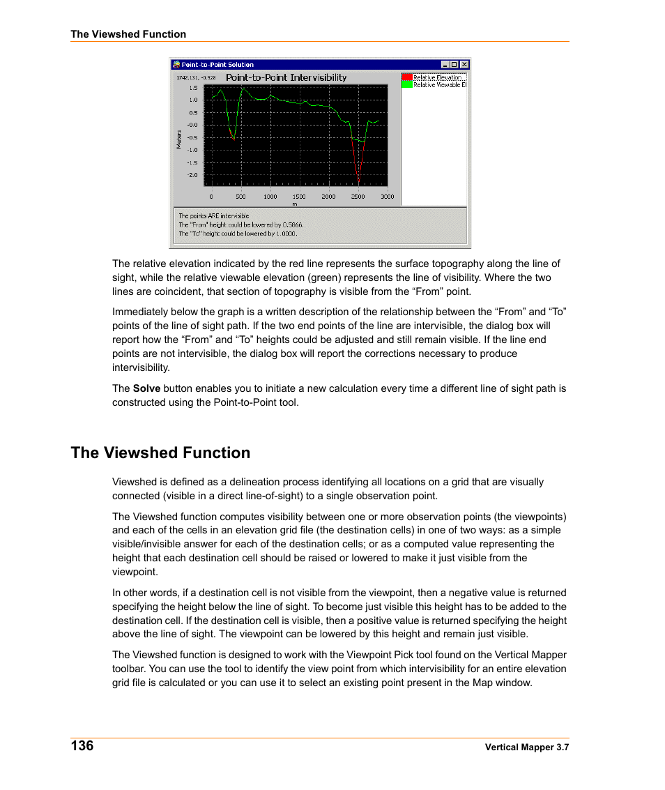 The viewshed function | Pitney Bowes MapInfo Vertical Mapper User Manual | Page 138 / 213