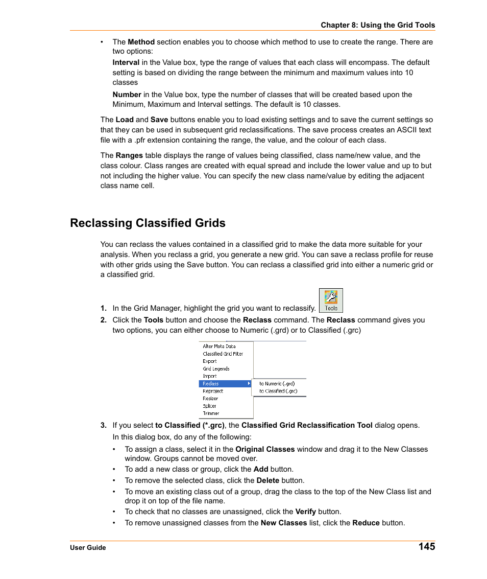 Reclassing classified grids | Pitney Bowes MapInfo Vertical Mapper User Manual | Page 147 / 213