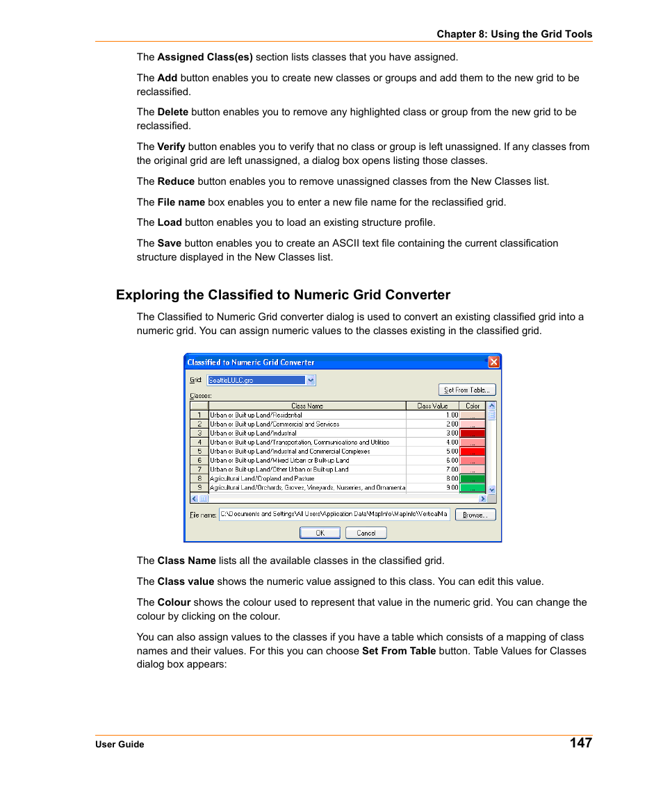 Exploring the classified to numeric grid converter | Pitney Bowes MapInfo Vertical Mapper User Manual | Page 149 / 213