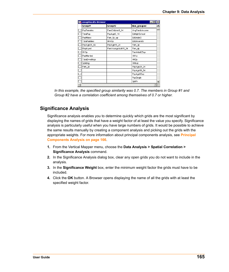 Significance analysis | Pitney Bowes MapInfo Vertical Mapper User Manual | Page 167 / 213