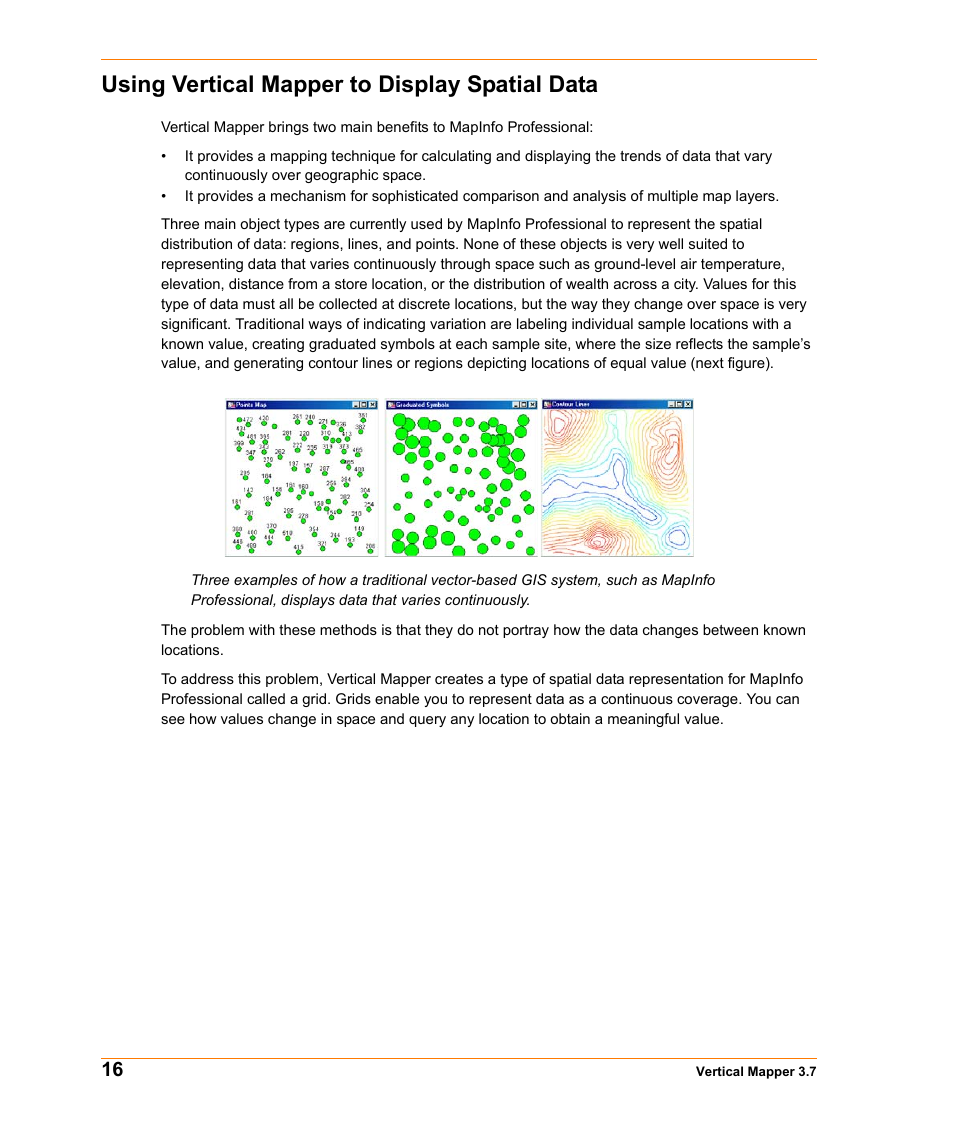 Using vertical mapper to display spatial data | Pitney Bowes MapInfo Vertical Mapper User Manual | Page 18 / 213