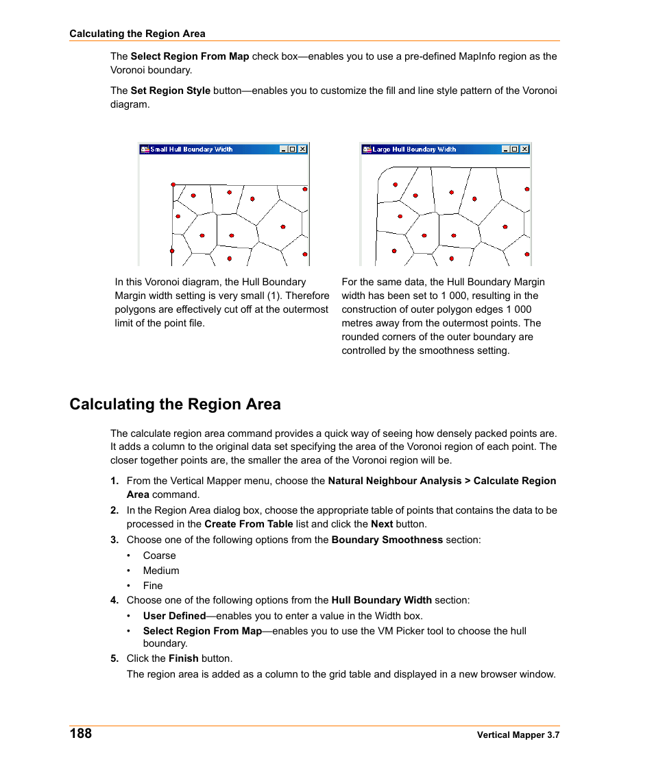 Calculating the region area | Pitney Bowes MapInfo Vertical Mapper User Manual | Page 190 / 213