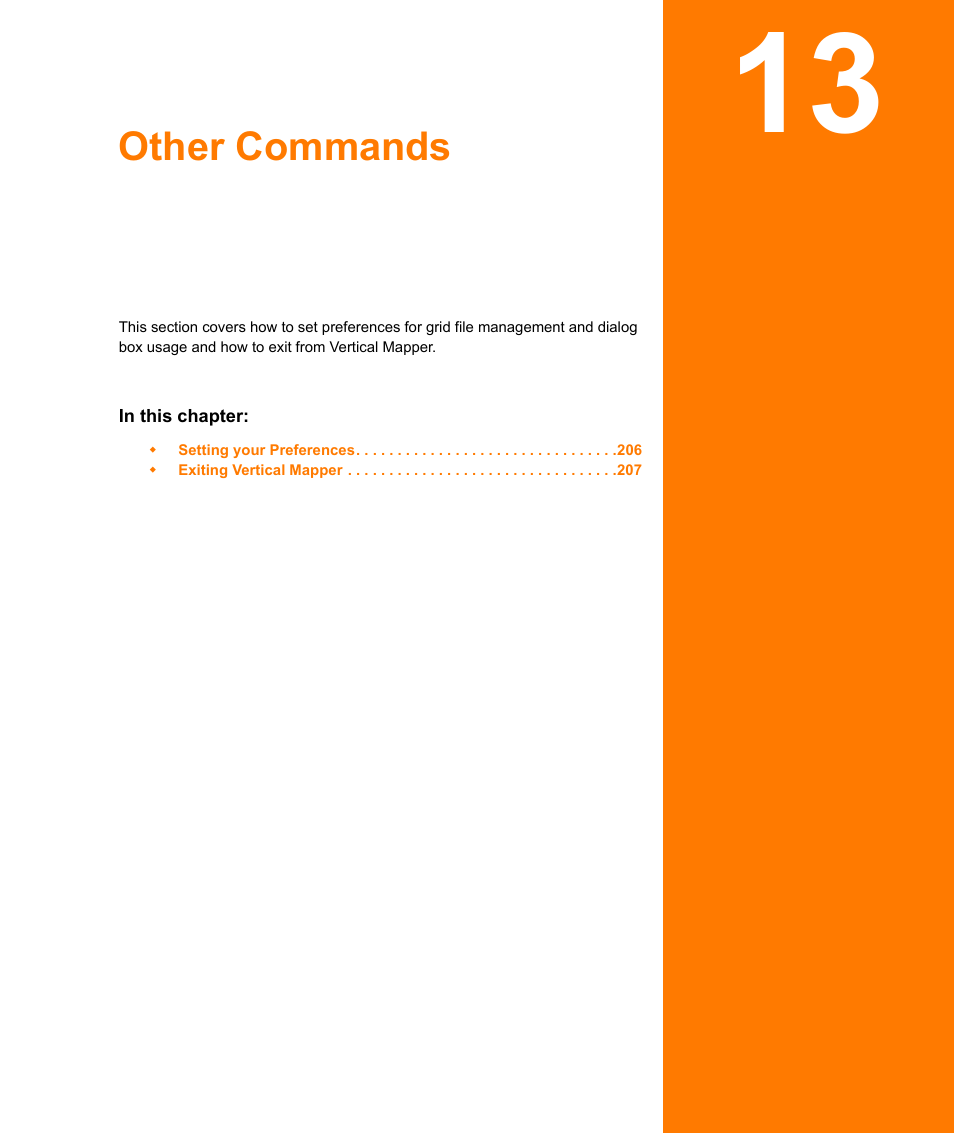 Other commands, Chapter 13: other commands | Pitney Bowes MapInfo Vertical Mapper User Manual | Page 207 / 213
