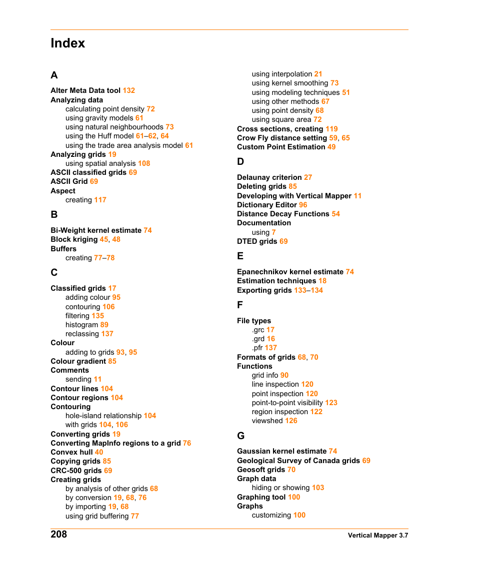 Index | Pitney Bowes MapInfo Vertical Mapper User Manual | Page 210 / 213
